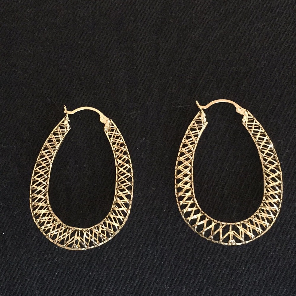 Gold Plated Silver Small Oval Earrings